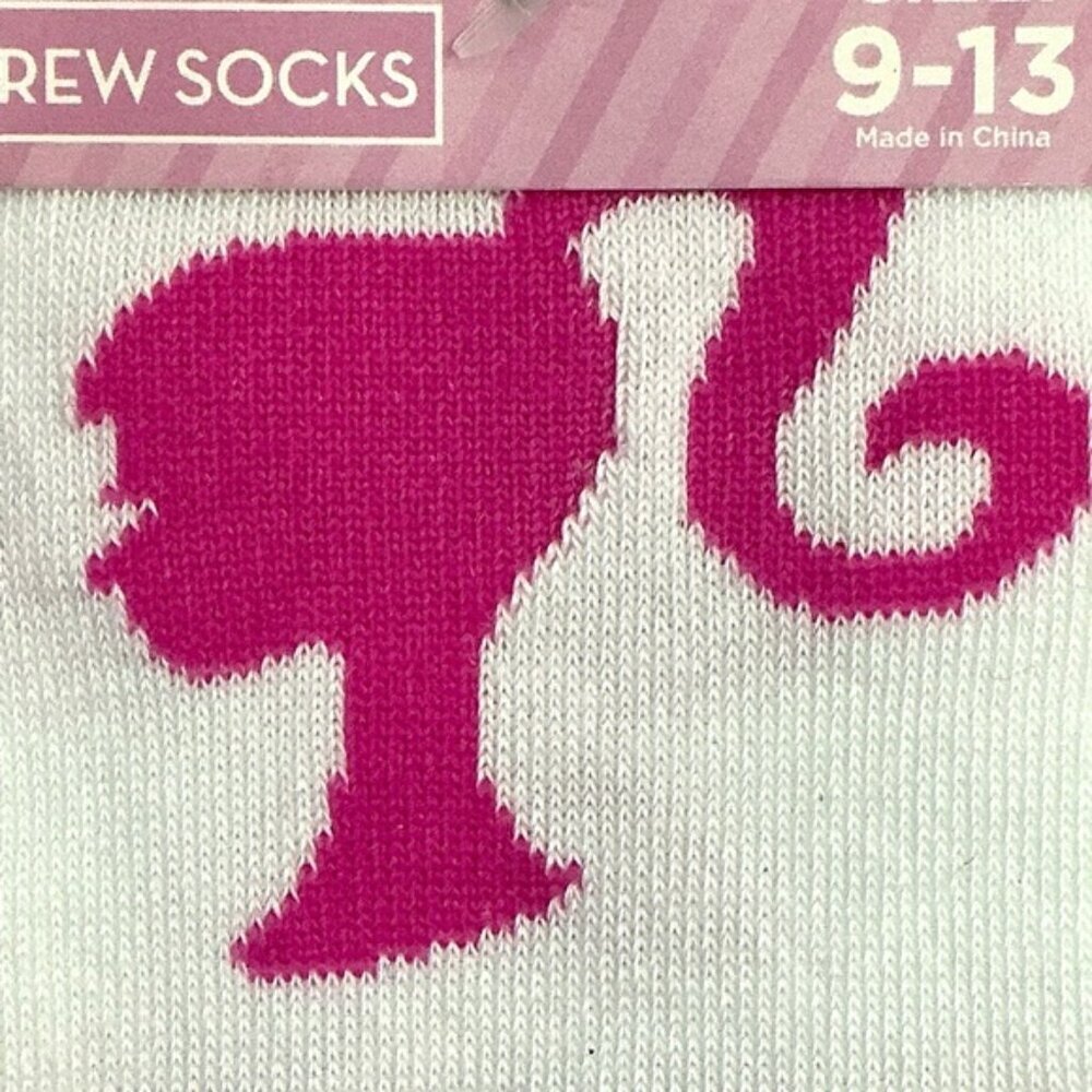 Barbie Crew Socks Pink and White Adult 9-13 One Size - Picture 9 of 16